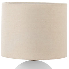 16" Cream Ceramic Round Table Lamp With Cream Drum Shade