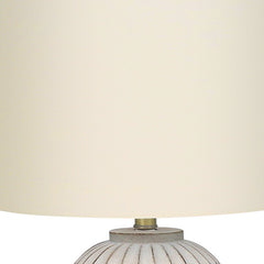 24" Cream Geometric Table Lamp With Cream Drum Shade