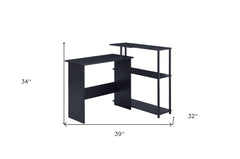 39" Black L Shape Writing Desk