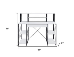 47" White and Black Computer Desk