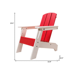 23" Red and White Heavy Duty Plastic Kid Size Outdoor Adirondack Chair