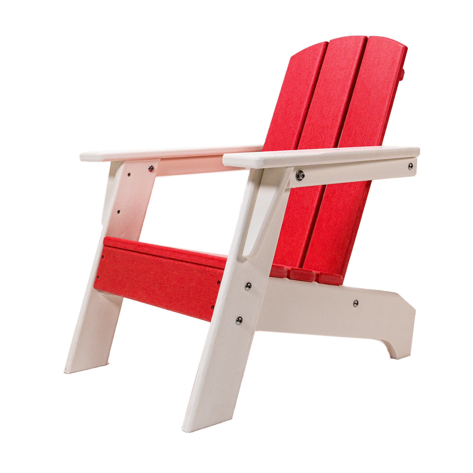 23" Red and White Heavy Duty Plastic Kid Size Outdoor Adirondack Chair