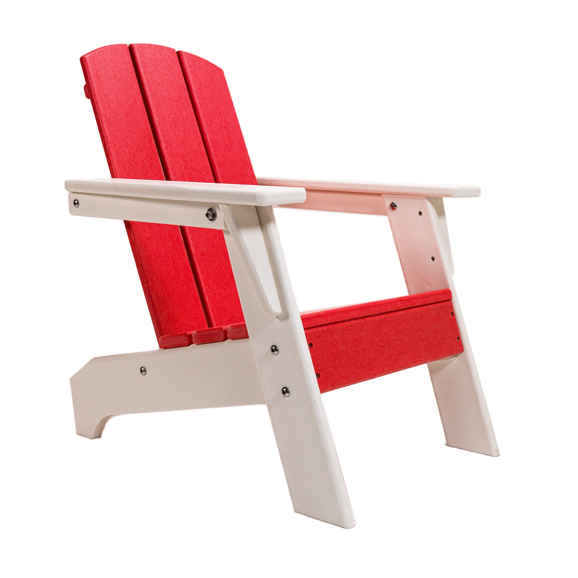 23" Red and White Heavy Duty Plastic Kid Size Outdoor Adirondack Chair