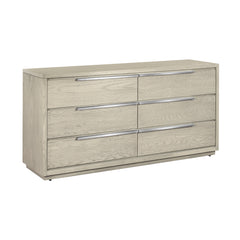 63" Gray Solid Wood Six Drawer Double Dresser