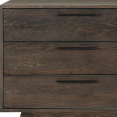 63" Dark Brown Solid Wood Six Drawer Double Dresser