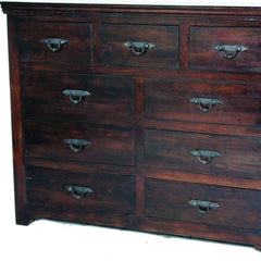 60" Brown Distressed Solid And Reclaimed Wood Nine Drawer Double Dresser