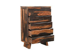 36" Dark Brown Solid Wood Live Edge Five Drawer Standard Chest