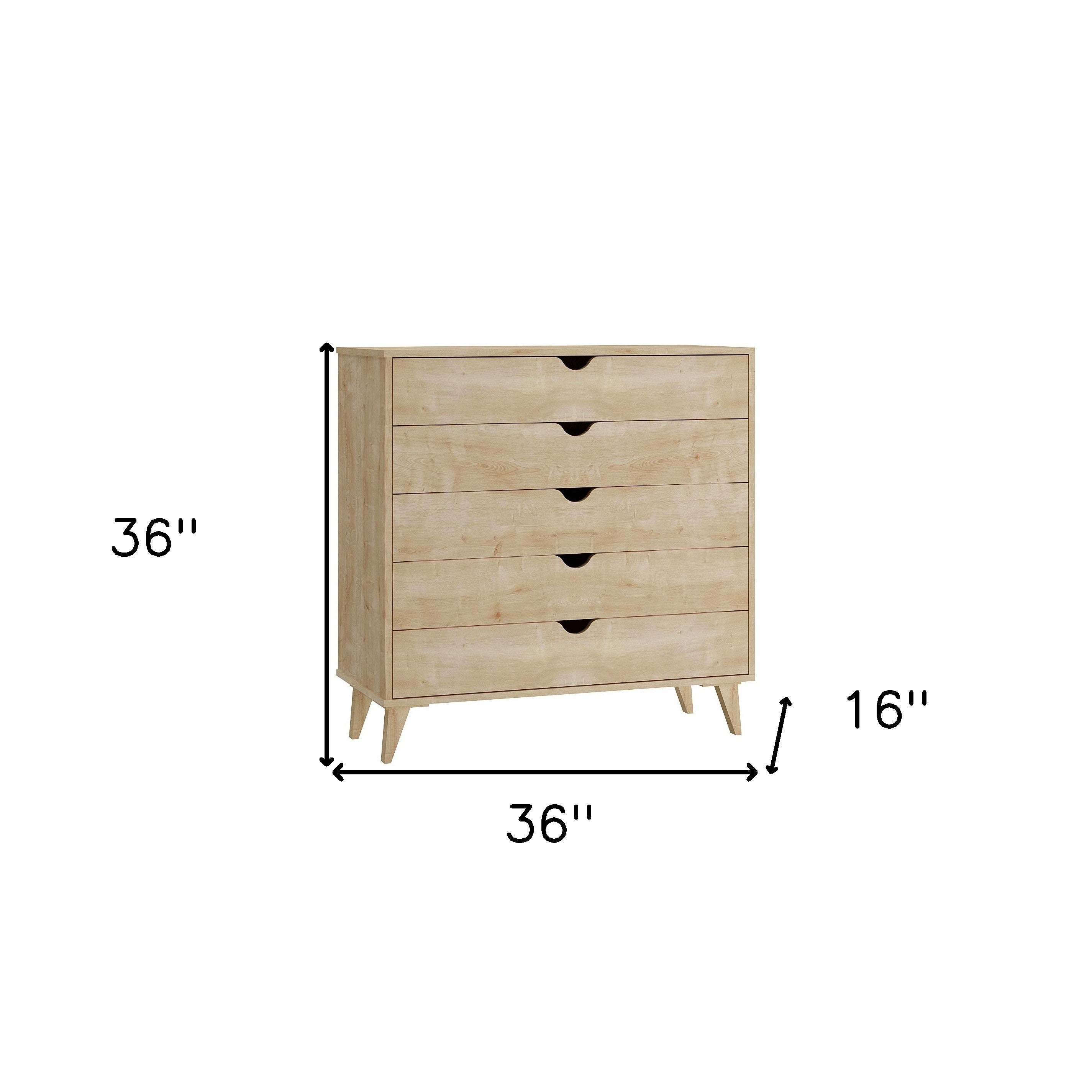 36" Natural Five Drawer Dresser