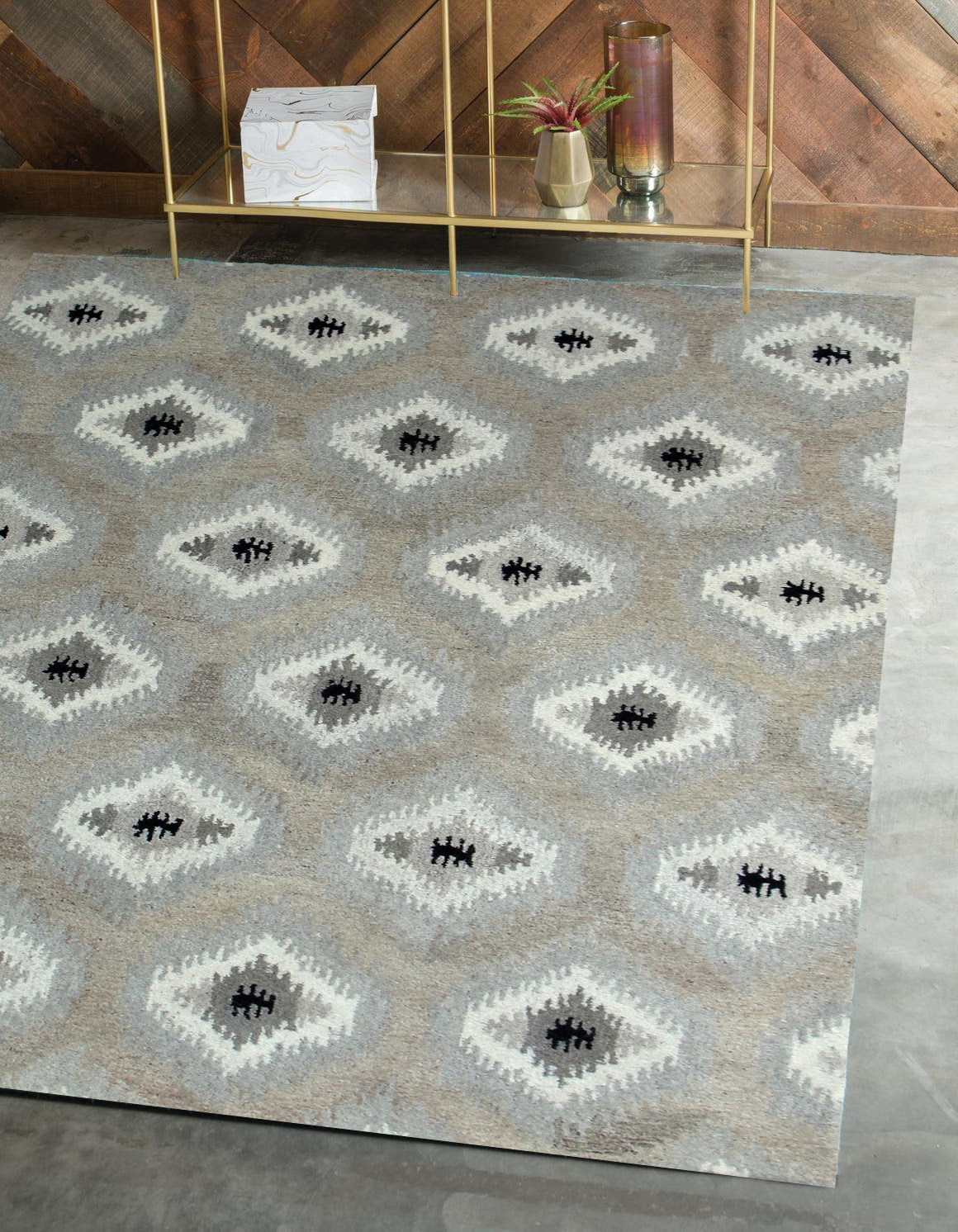 5' x 8' Natural Wool Southwestern Hand Tufted Non Skid Area Rug