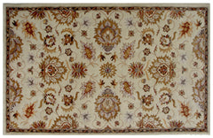 5' x 8' Cream Oriental Hand Tufted Non Skid Area Rug