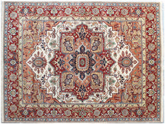 8' x 10' Rust and Gray Oriental Hand Knotted Area Rug With Fringe