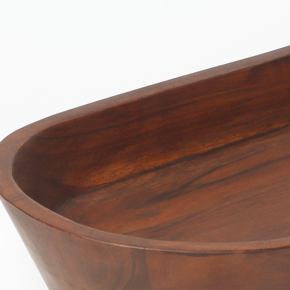 22" Dark Brown Acacia Wood Oval Centerpiece Dough Bowl