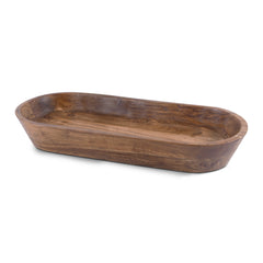 22" Natural Brown Acacia Wood Oval Centerpiece Dough Bowl