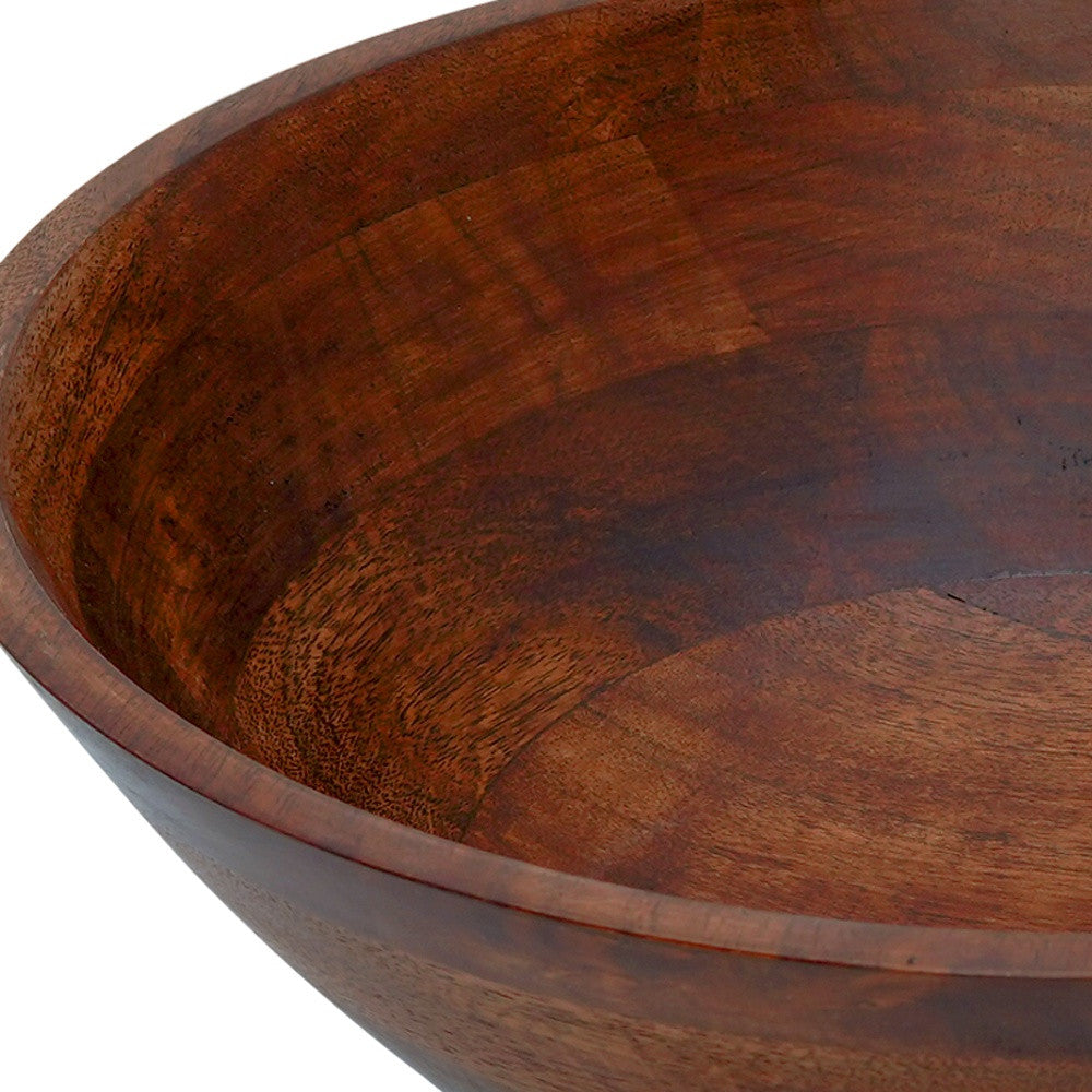 Three Piece Brown Cherry Acacia Wood Salad Bowl and Servers Set