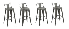 Set of Four 26" Dark Gray Metal Low Back Counter Height Bar Chairs