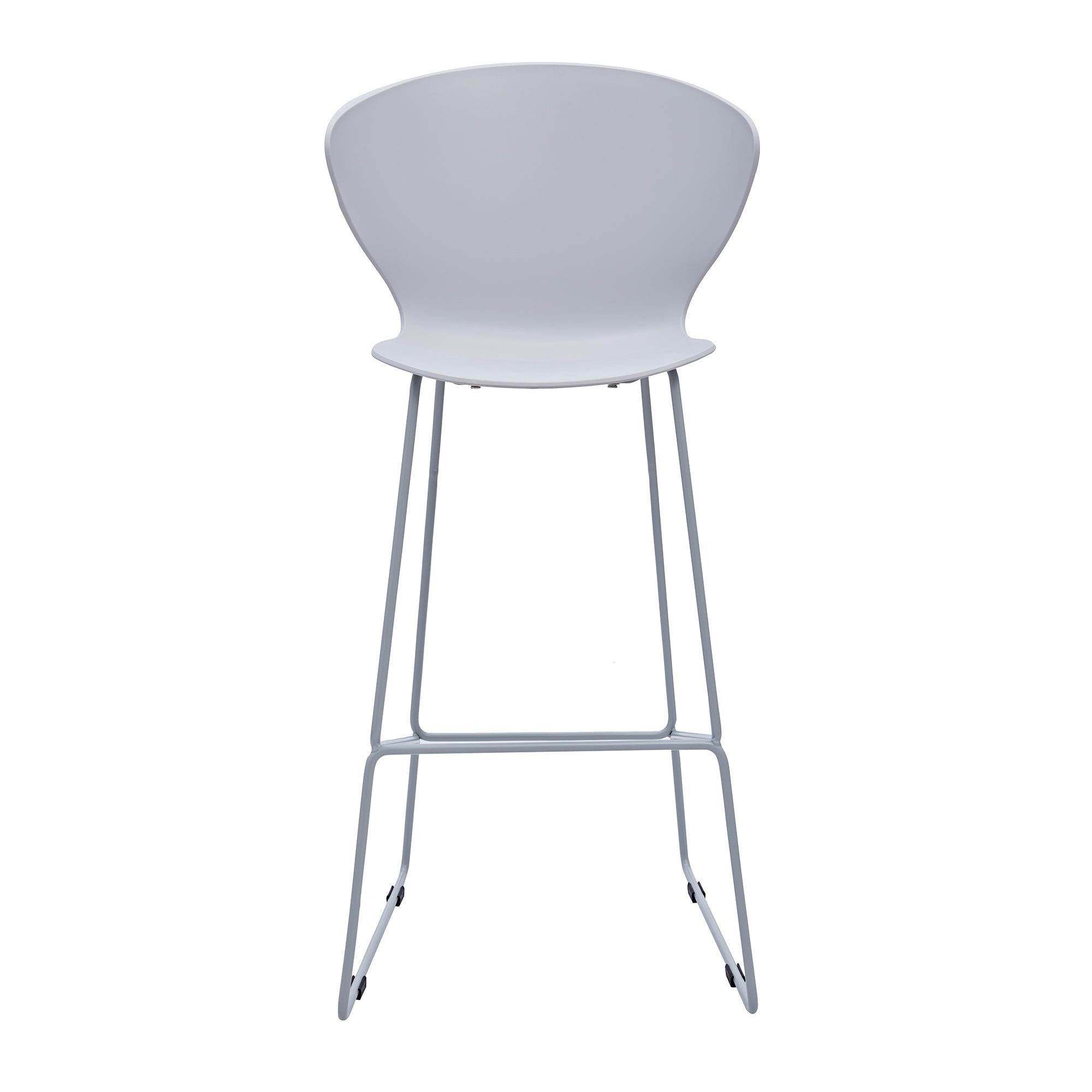 Set of Two 30" Gray Heavy Duty Plastic And Metal Low Back Bar Height Bar Chairs