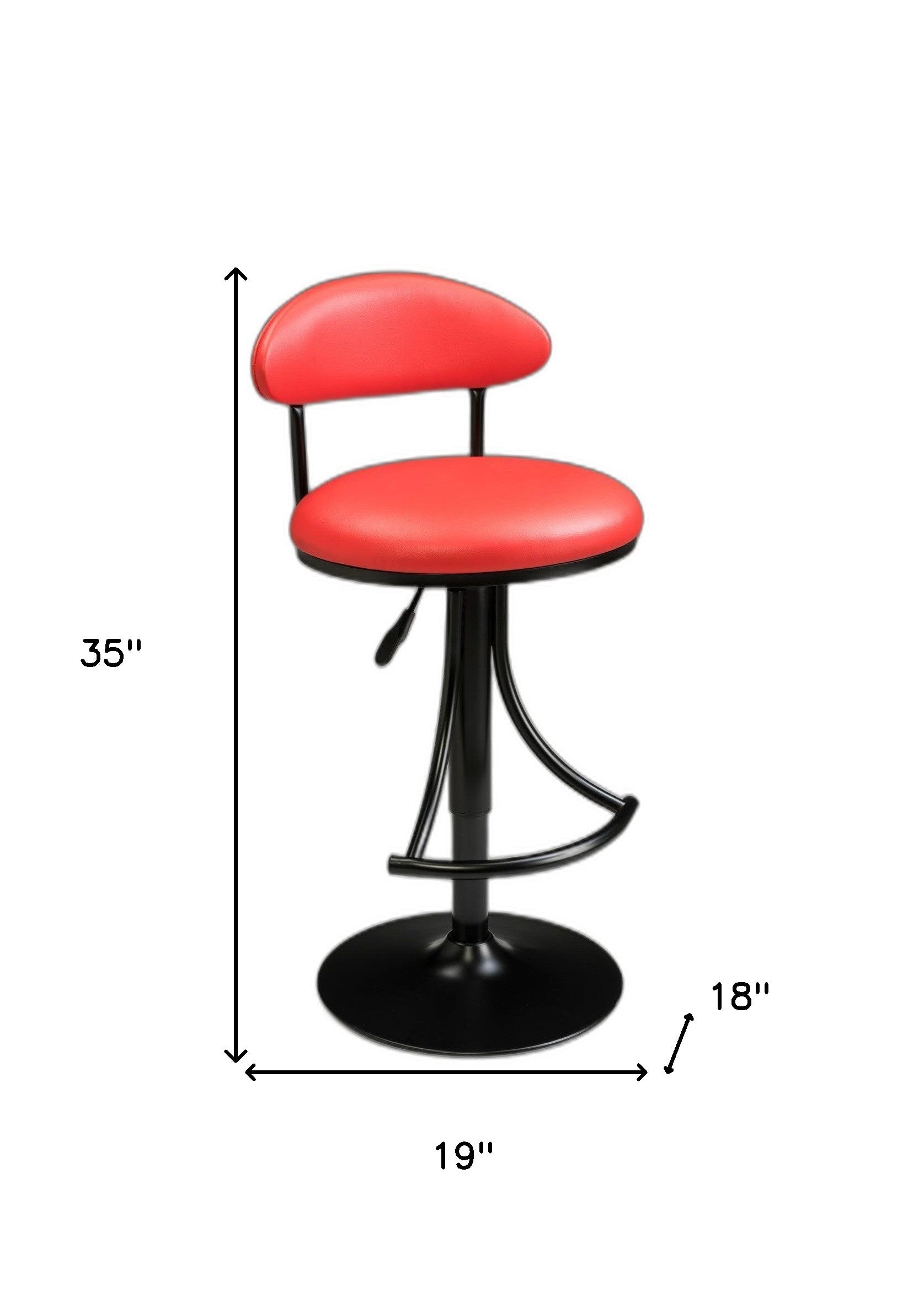Red And Black Velvet And Metal Low Back Adjustable Height Bar Chair