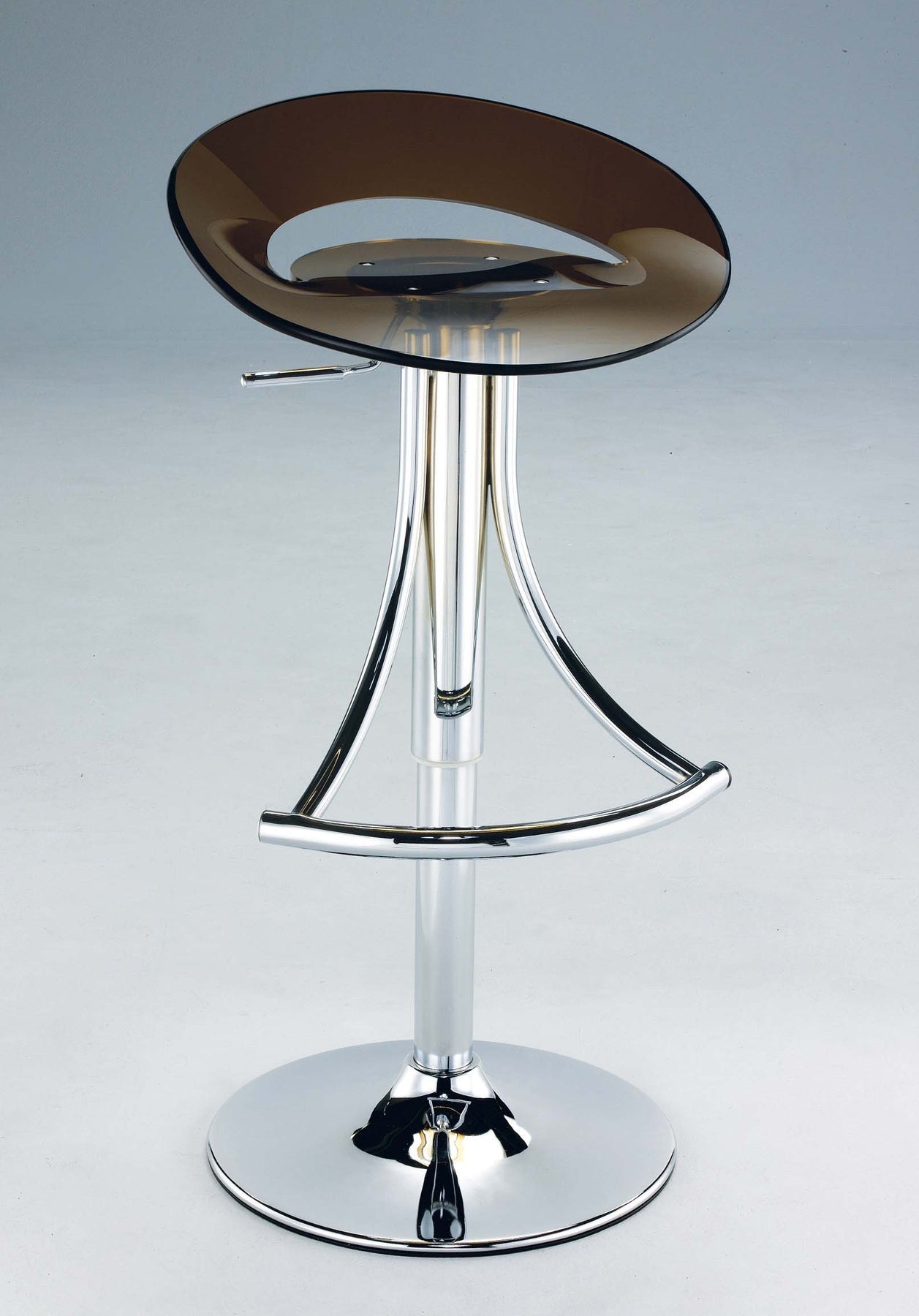 Dark Gray And Silver Acrylic And Metal Low Back Adjustable Height Bar Chair