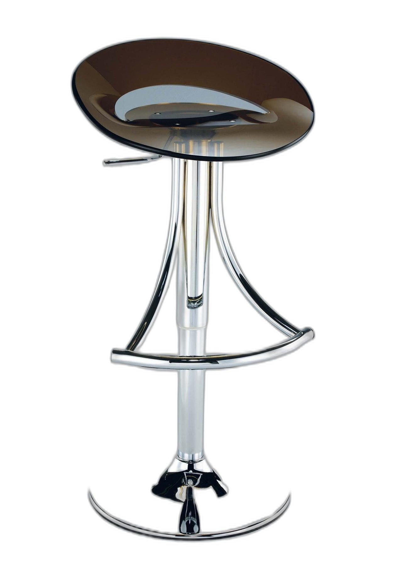 Dark Gray And Silver Acrylic And Metal Low Back Adjustable Height Bar Chair