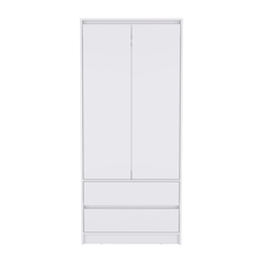 32" White Two Drawer Combo Dresser