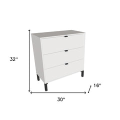 30" White Three Drawer Dresser