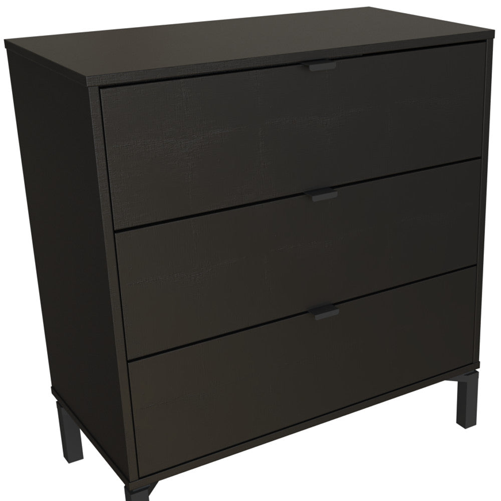 30" Black Three Drawer Dresser