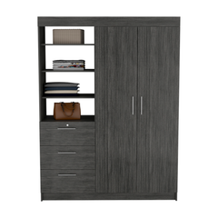 59" Gray Three Drawer Combo Dresser