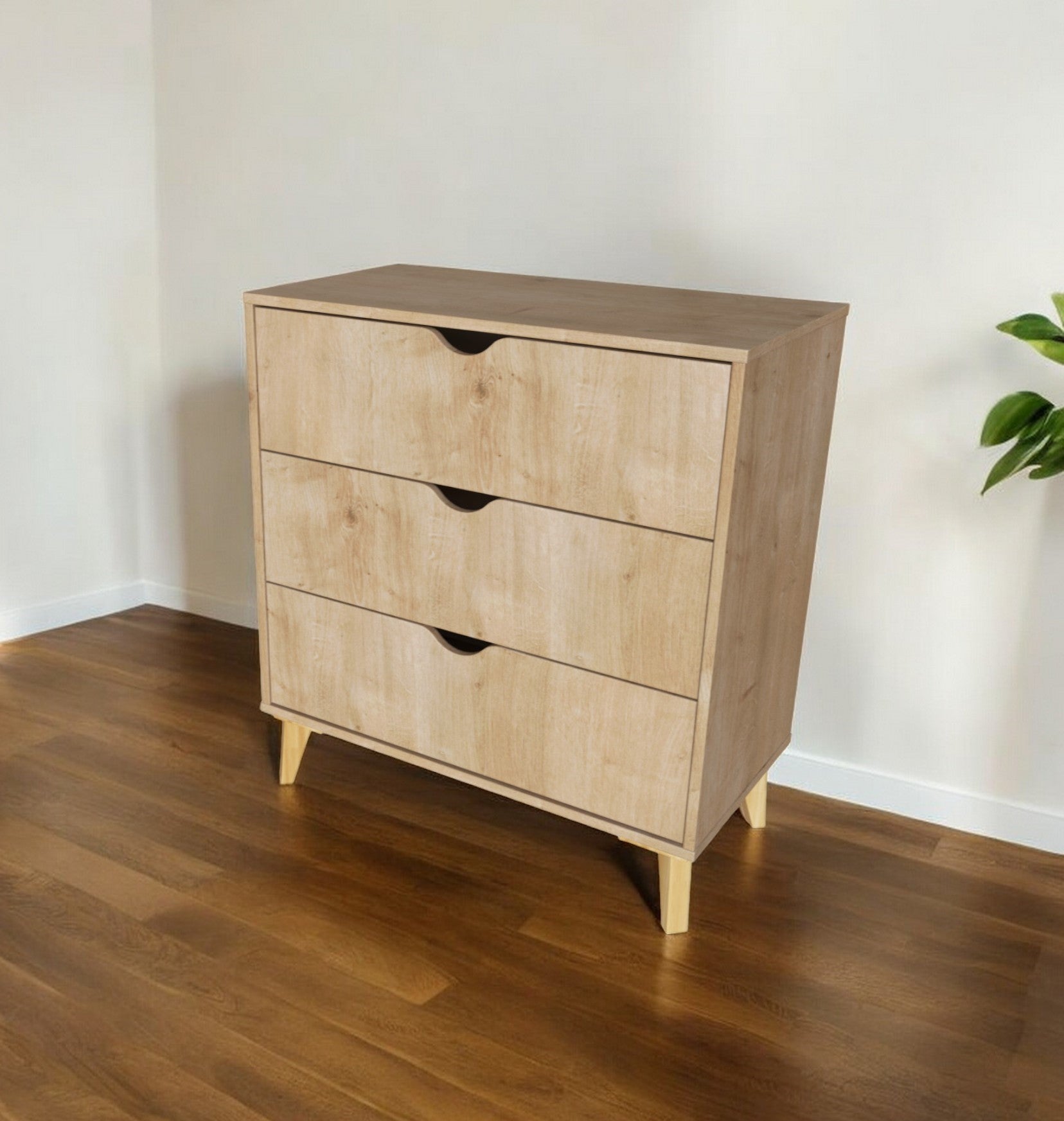 30" Natural Three Drawer Dresser