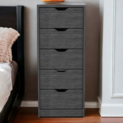 18" Dark Gray Five Drawer Standard Chest