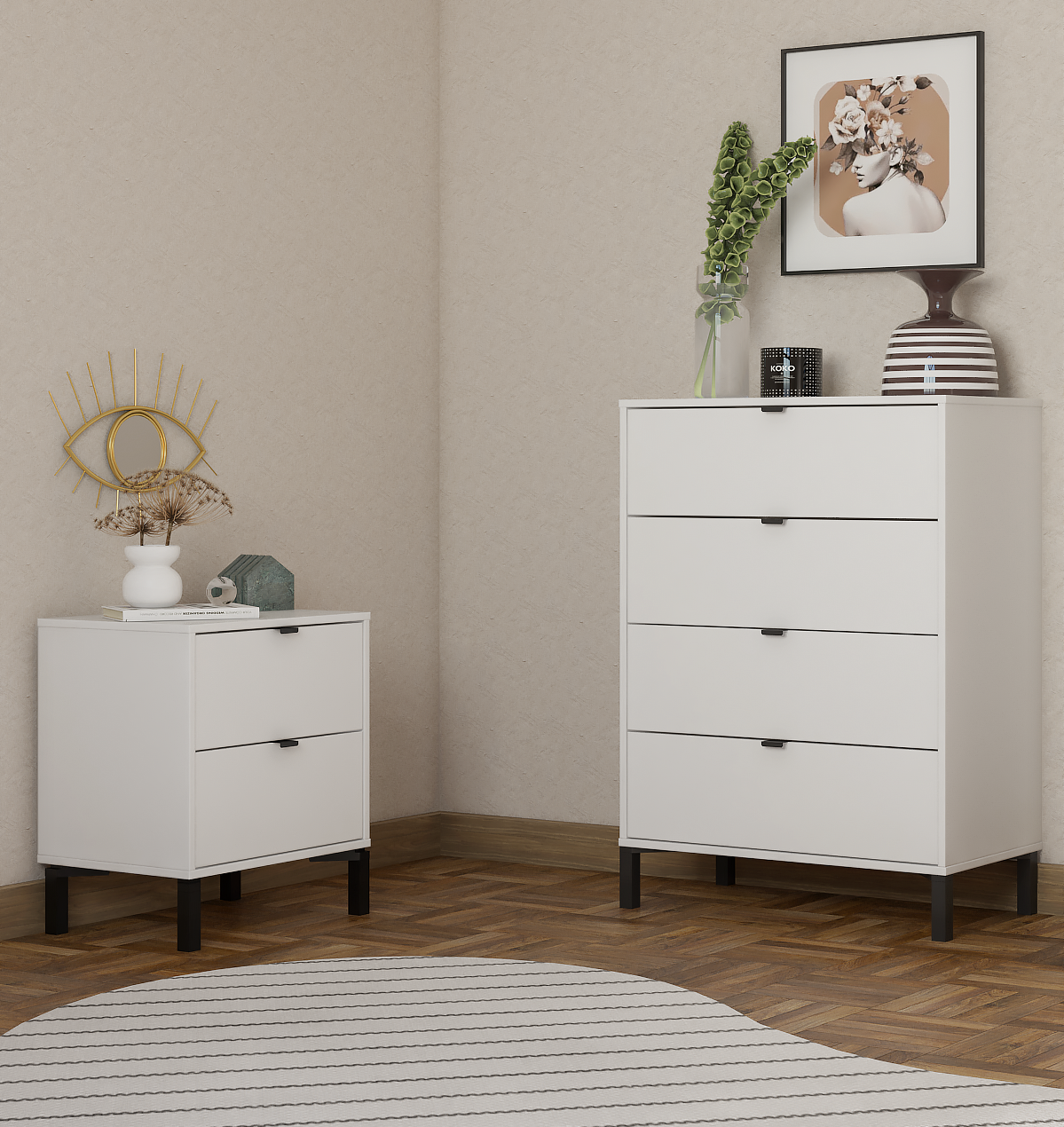 30" White Four Drawer Standard Chest