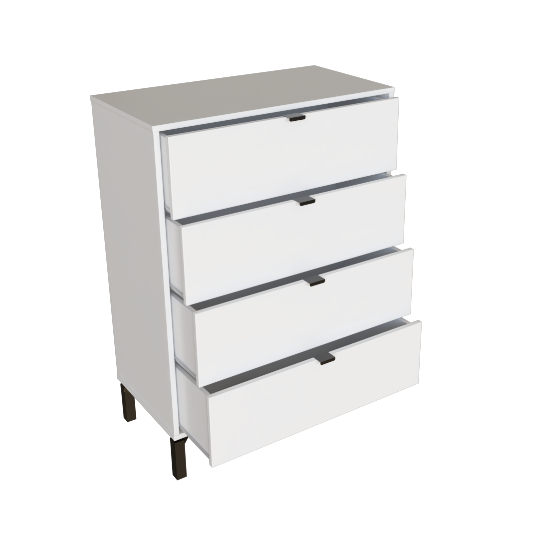 30" White Four Drawer Standard Chest