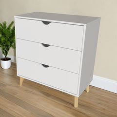 30" White Three Drawer Dresser