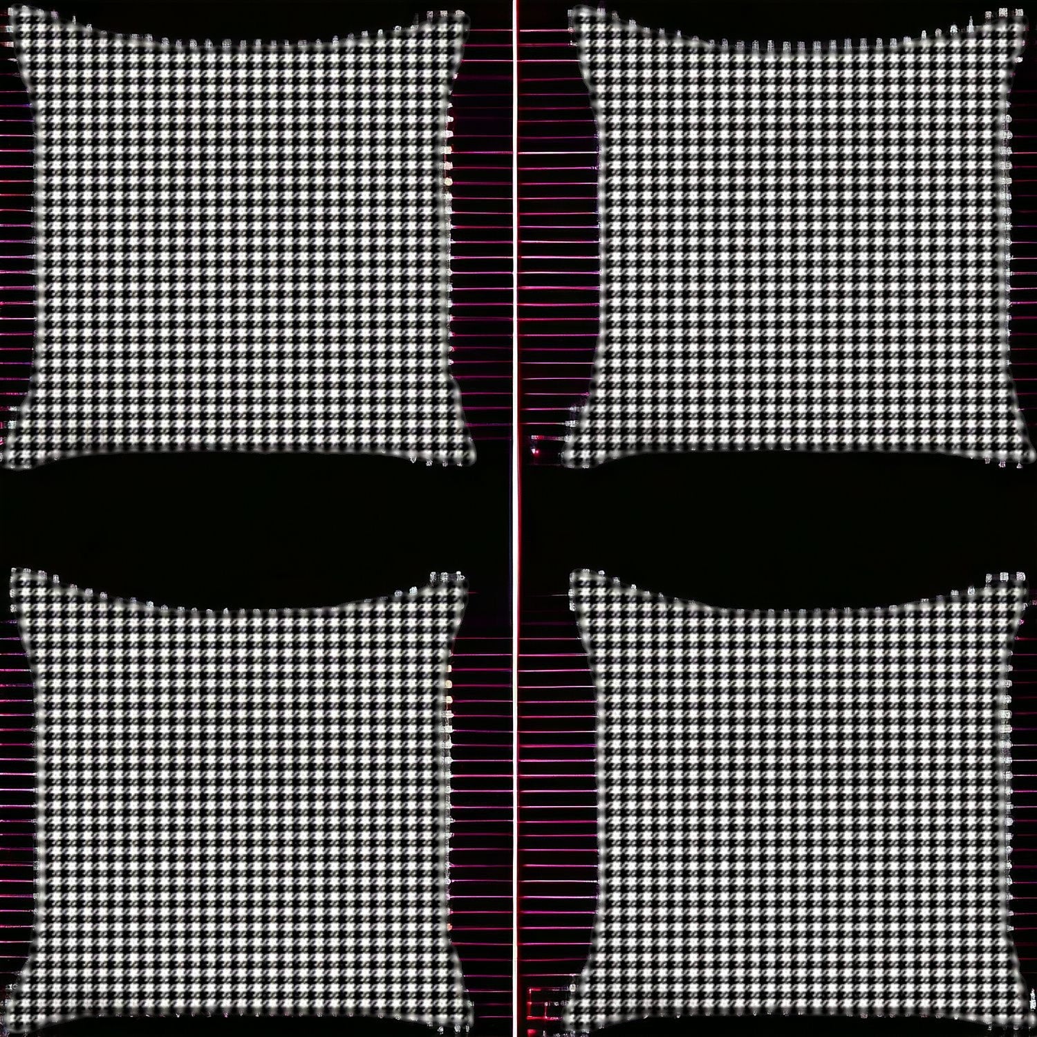 Set Of Four 18" X 18" Grey Polyester Houndstooth Zippered Pillow