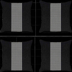 Set Of Four 18" X 18" Black And White Polyester Houndstooth Zippered Pillow