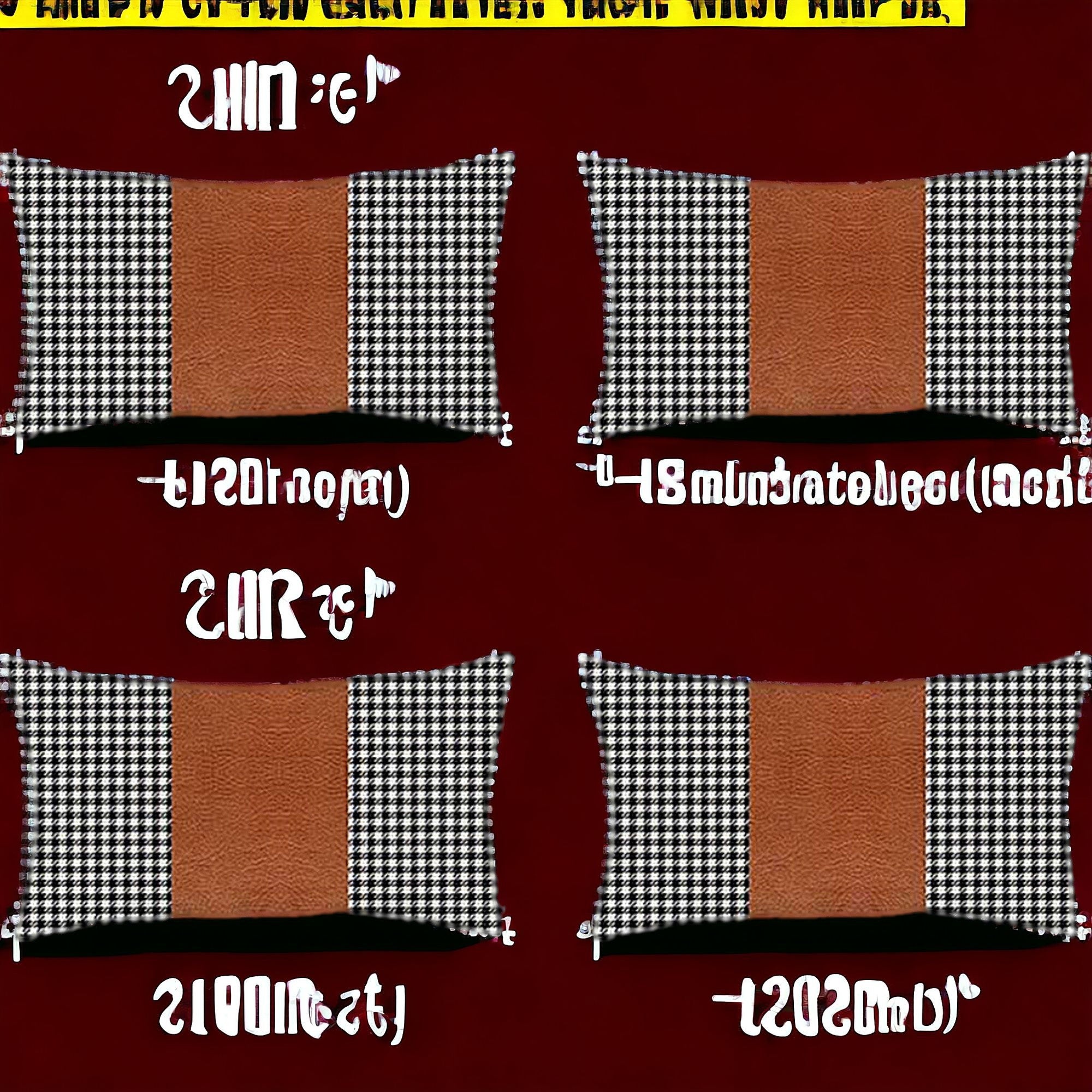 Set Of Four 20" X 12" Black And Brown Polyester Houndstooth Zippered Pillow