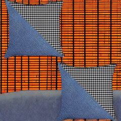 Set Of Two 18" X 18" Black And Blue Polyester Houndstooth Zippered Pillow