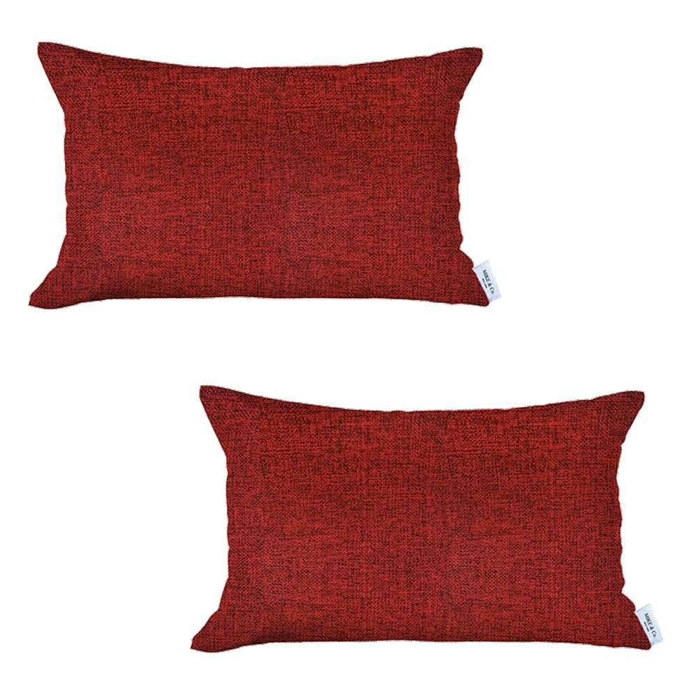 Set Of Two 20" X 12" Red Polyester Zippered Pillow