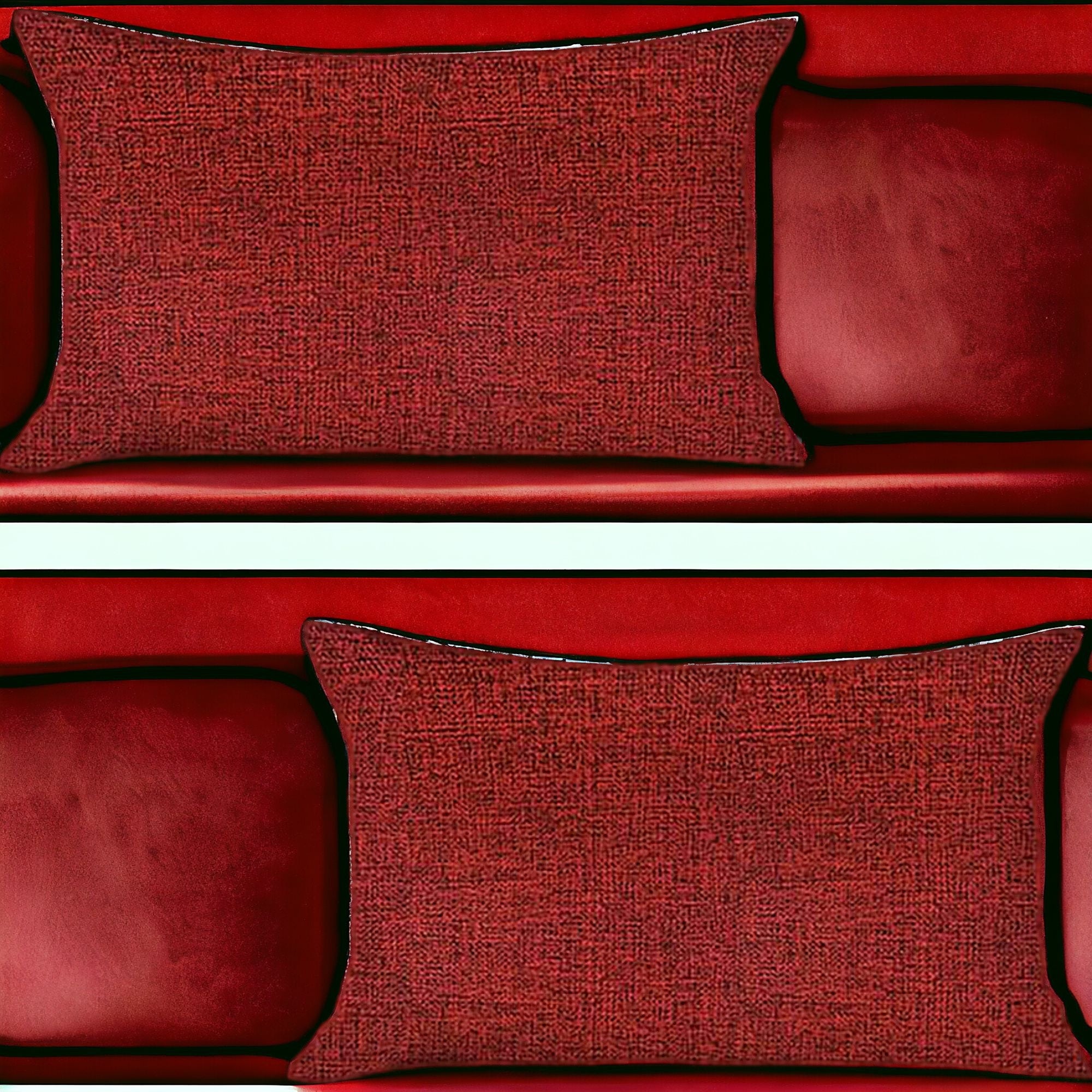 Set Of Two 20" X 12" Red Polyester Zippered Pillow