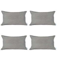 Set Of Four 20" X 12" Ivory Polyester Zippered Pillow