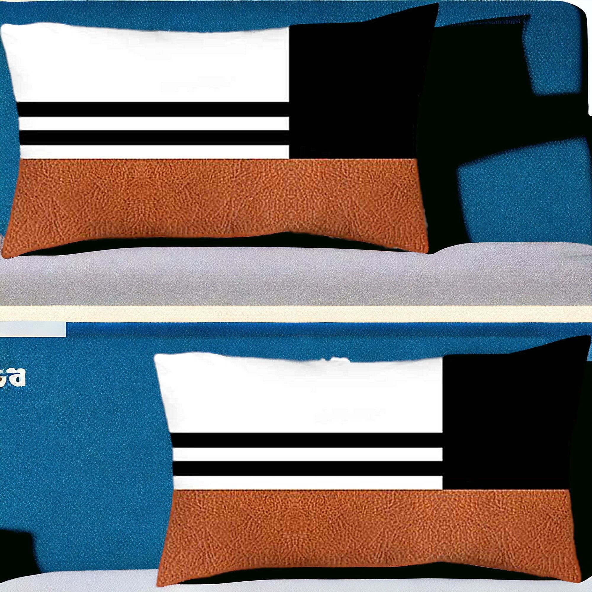 Set Of Two 20" X 12" Brown And Black Polyester Striped Zippered Pillow