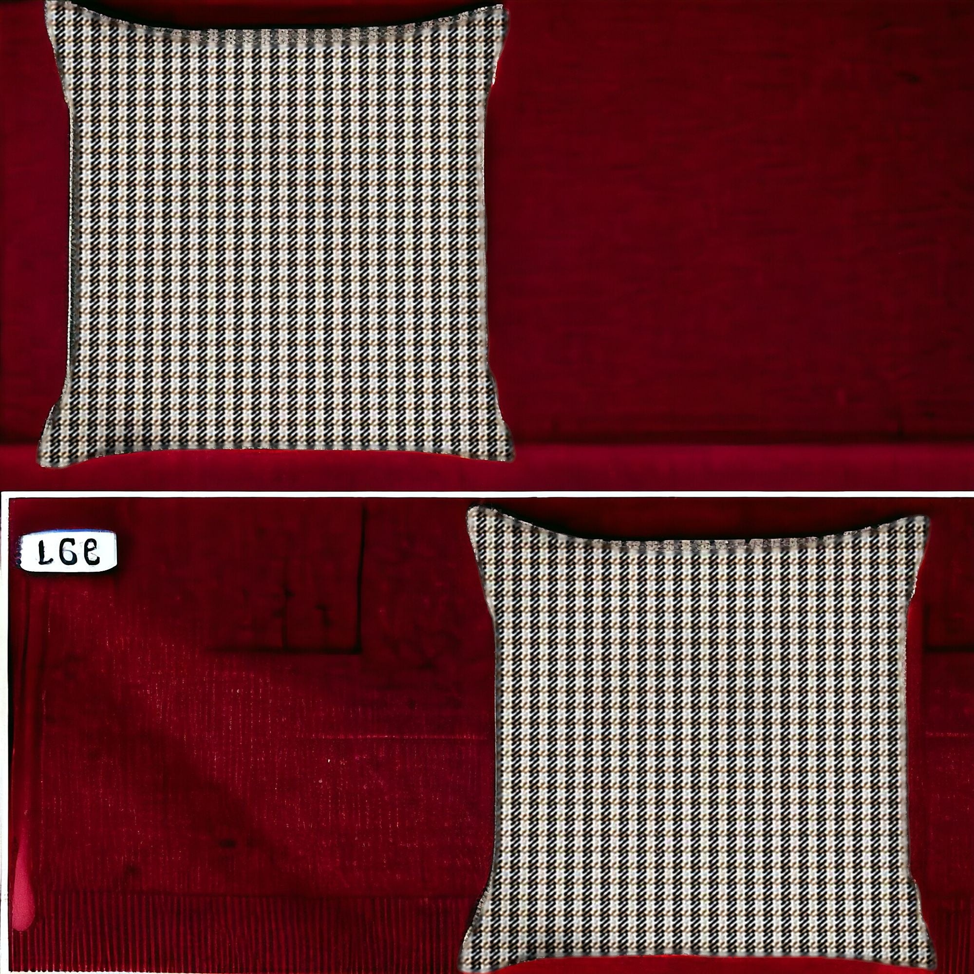 Set Of Two 18" X 18" Brown Polyester Houndstooth Zippered Pillow