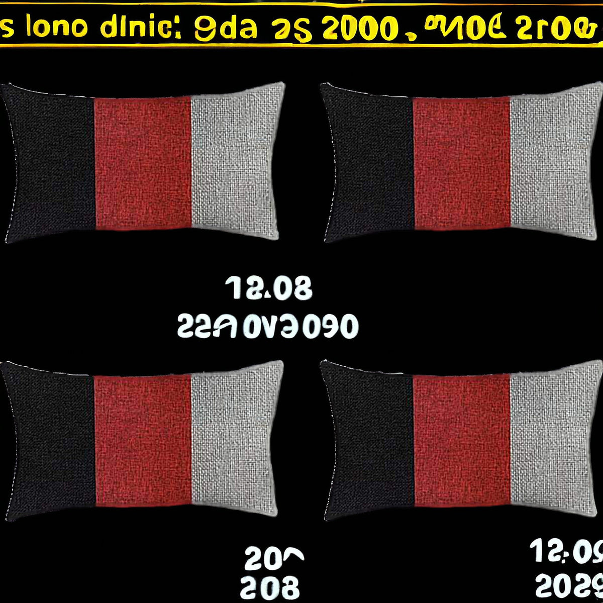 Set Of Four 20" X 12" Black Red And Grey Polyester Geometric Zippered Pillow