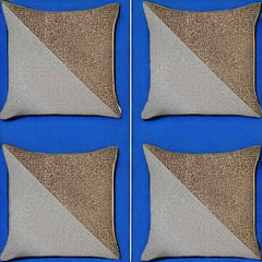 Set Of Four 18" X 18" Brown And Grey Polyester Geometric Zippered Pillow