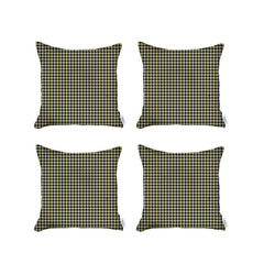 Set Of Four 18" X 18" Yellow Polyester Houndstooth Zippered Pillow