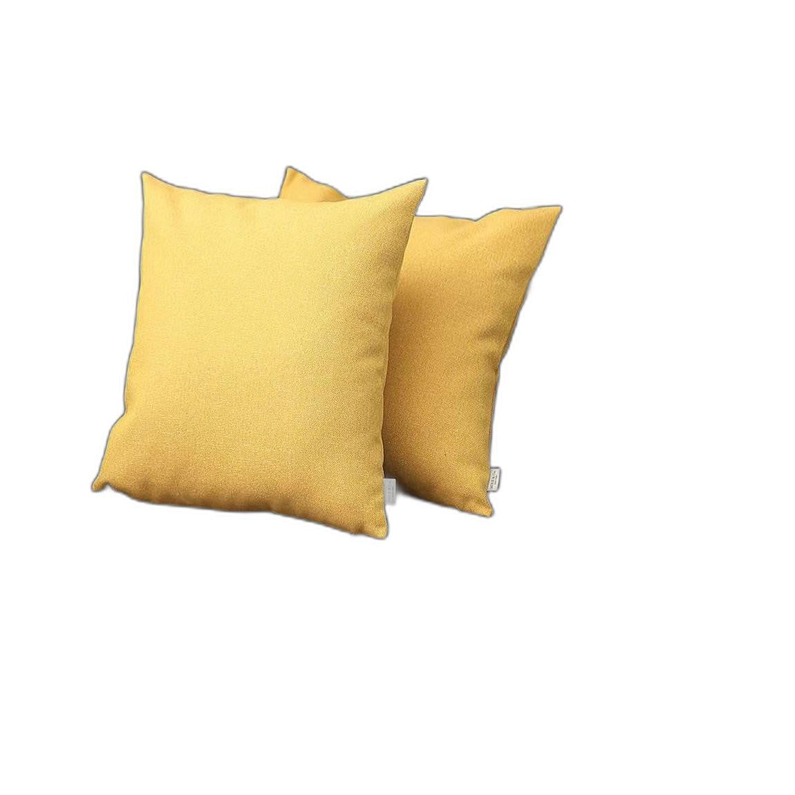 Set Of Two 18" X 18" Yellow Polyester Zippered Pillow