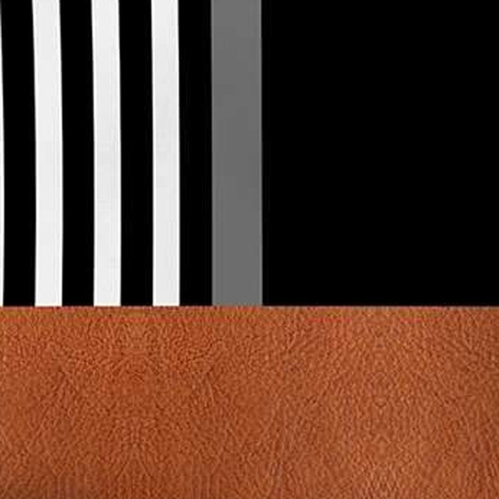 Set Of Two 18" X 18" Brown And Black Polyester Striped Zippered Pillow