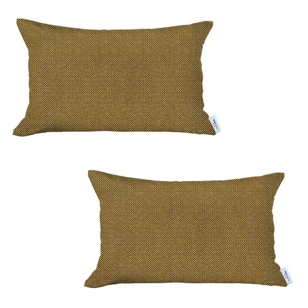 Set Of Two 20" X 12" Yellow Polyester Zippered Pillow