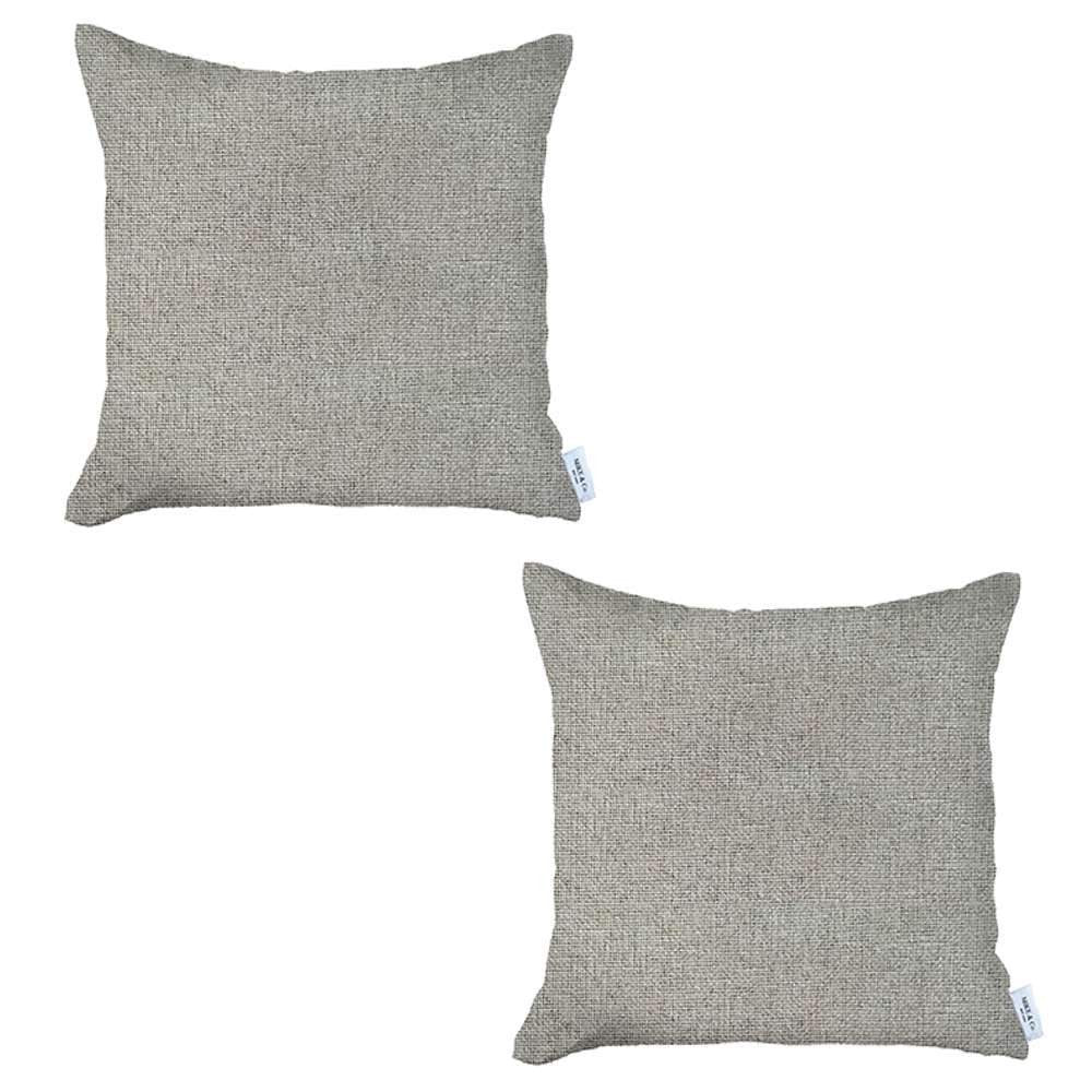 Set Of Two 18" X 18" Ivory Polyester Zippered Pillow