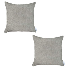 Set Of Two 18" X 18" Ivory Polyester Zippered Pillow