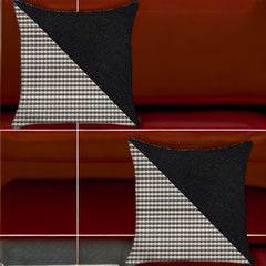 Set Of Two 18" X 18" Black And Brown Polyester Houndstooth Zippered Pillow